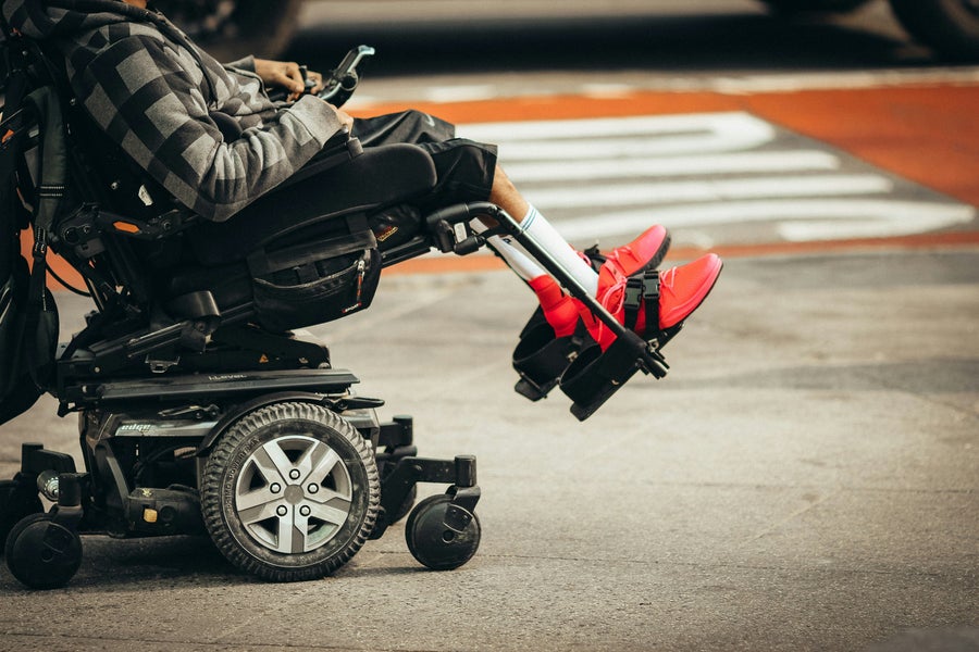 A person in a wheelchair.