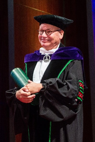 Uitreiking van het eredoctoraat van de Vrije Universiteit Amsterdam aan Jaap Goudsmit in 2016. 