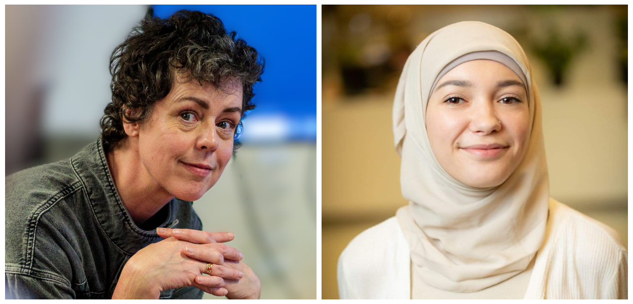 Portraits of Miranda van Holland and Selma Boulmalf in a collage