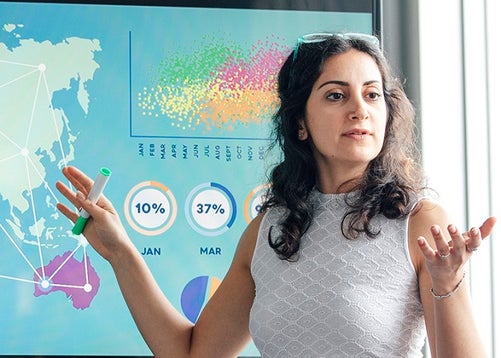 Docente legt iets uit