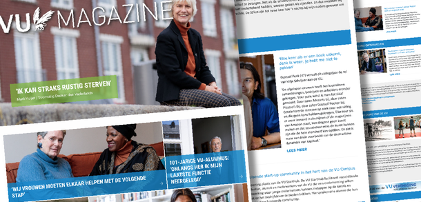 Een voorbeeld van VU Magazine en de alumninieuwsbrief