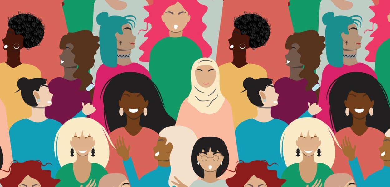 Gekleurde animatie van verschillende vrouwen