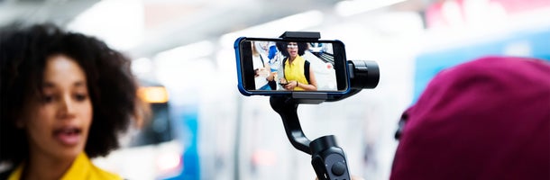 Two women making a video