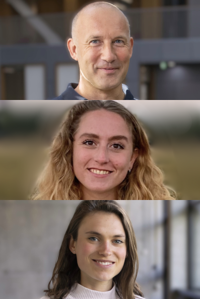 Combinatie van drie portretfoto's: Geert Buijtenweg, Hedwig Musch en Emilie Maas