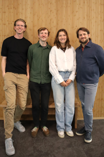 Group photo with lecturer Joram Pach and his three students Esmée, Bryan and Nils.