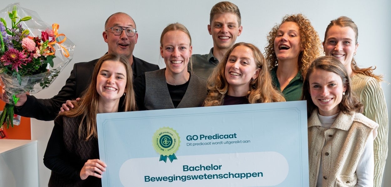 Group photo during the certification ceremony of the first GO credential to the Bachelor's programme in Human Movement Sciences