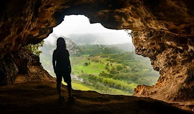 woman in cave