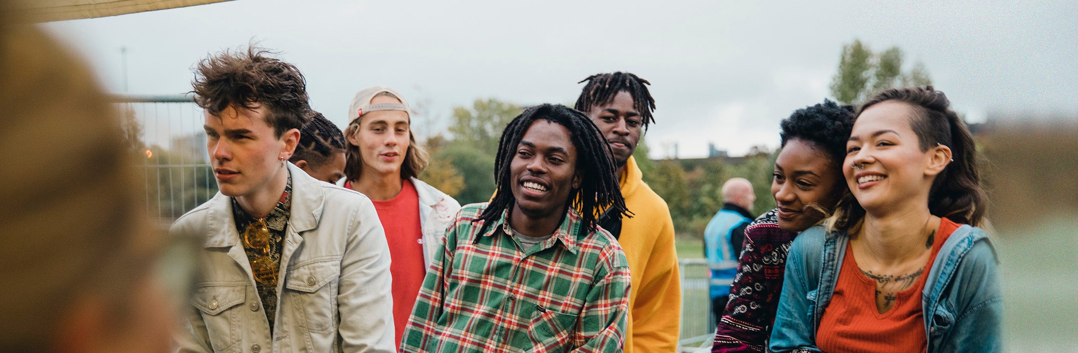 Group of students having a walk outside 