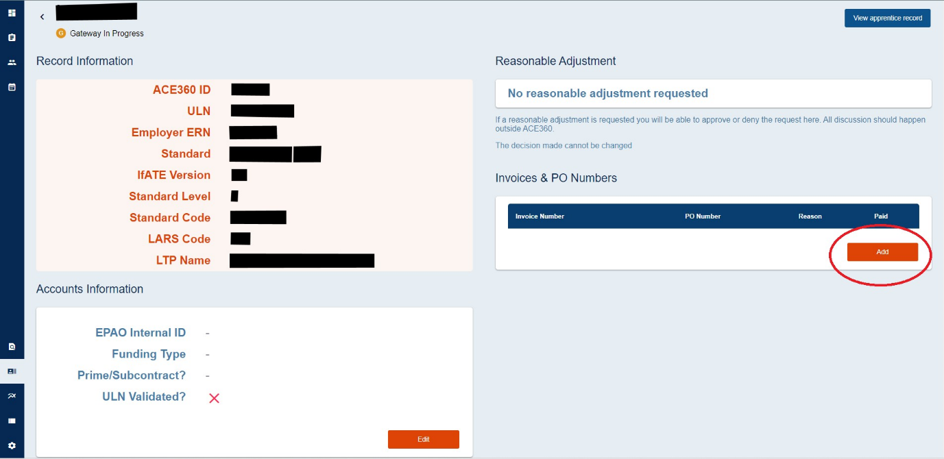 screenshot of ACE360 platform
