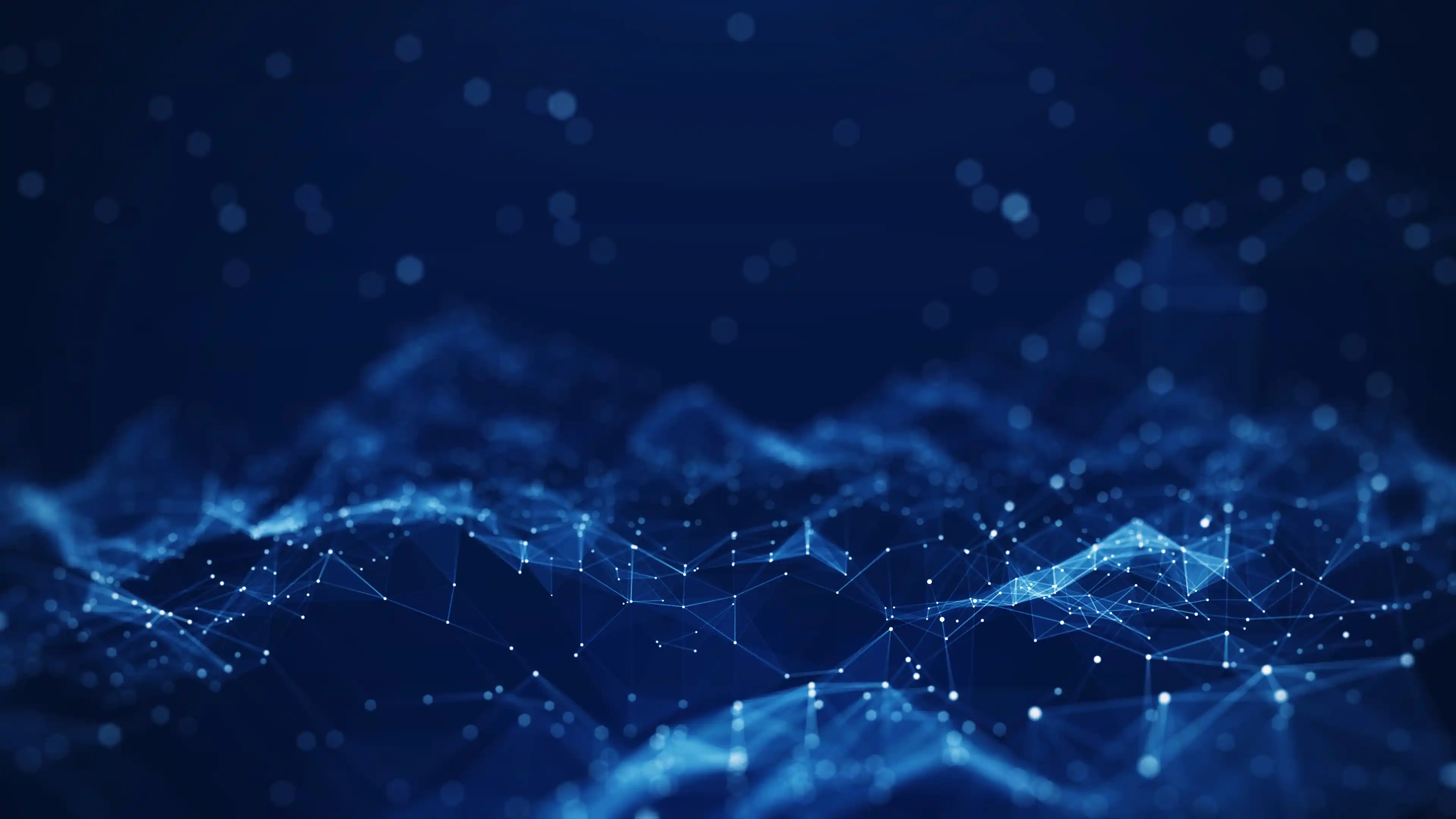 An abstract image with dots and lines showing interconnected information.