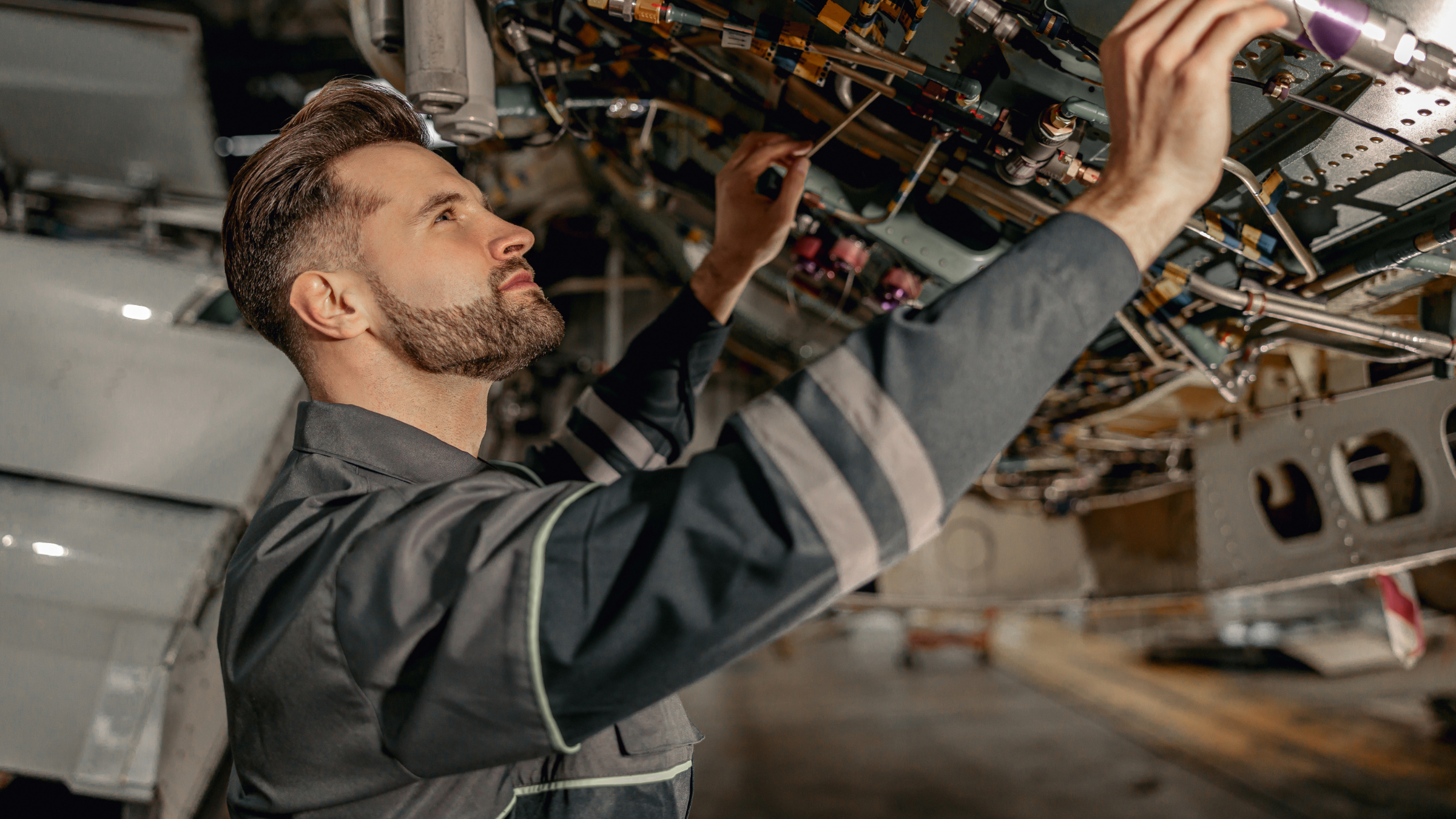 Man working on aircraft maintenance