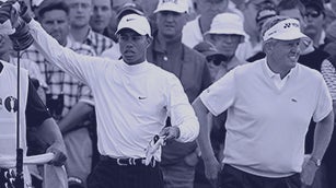 Tiger Woods and Colin Montgomerie at St Andrews in 2005
