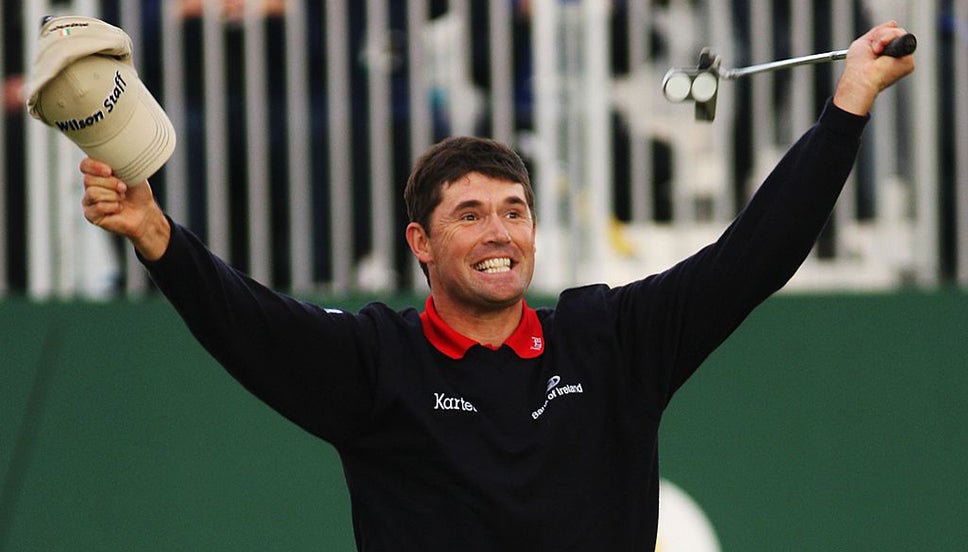 Padraig Harrington celebrates winning The Open