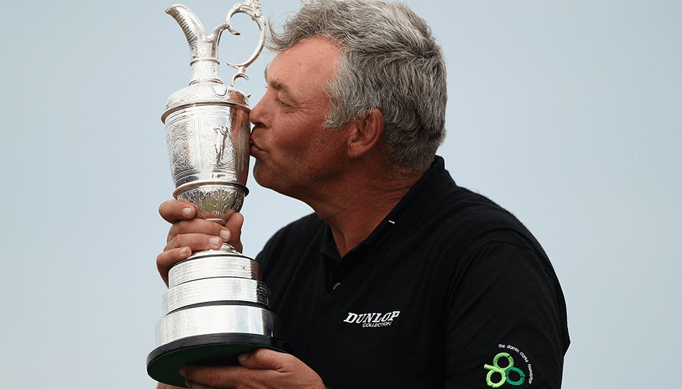 Darren Clarke kisses the Claret Jug