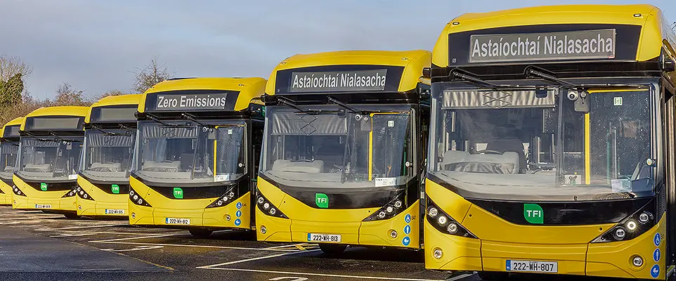 Bus Éireann EV buses parked at the depot in Athlone