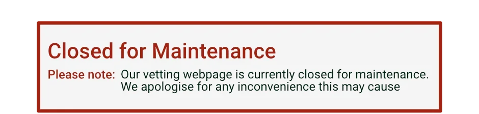 Please note: Our garda vetting webpage is currently closed for maintenance. We apologise for any inconvenience this may cause
