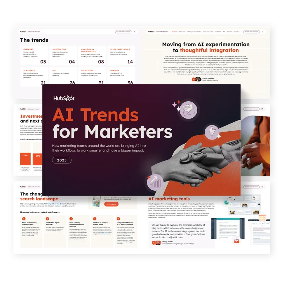 Capturas del reporte AI Trends for Marketers de Hubspot.