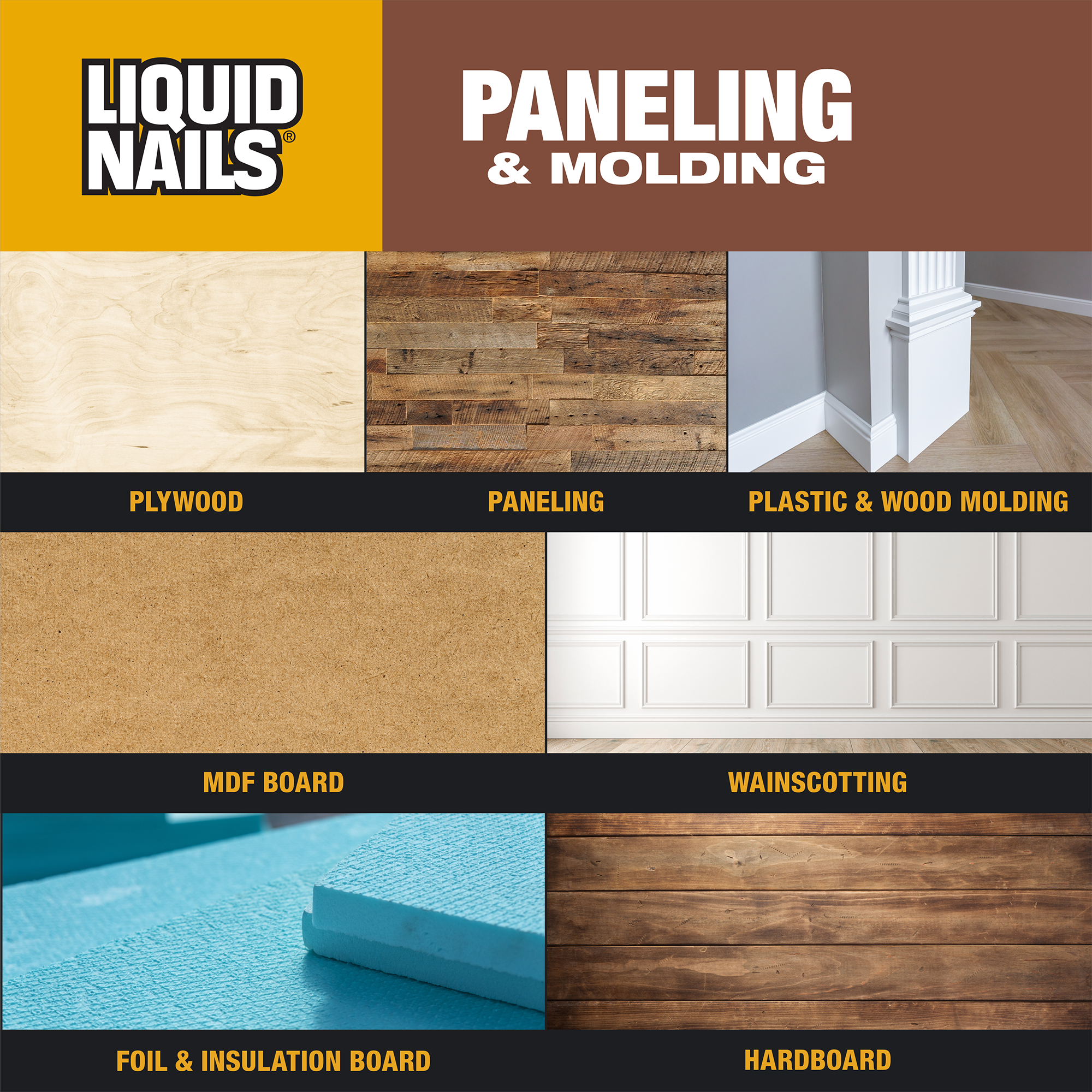 LIQUID NAILS Paneling & Molding Interior Construction Adhesive (Low-VOC)