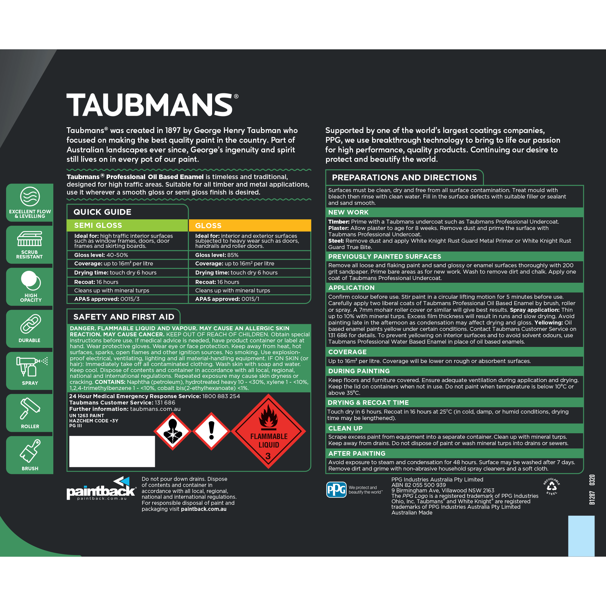 Taubmans Oil Based Enamel - Taubmans Paint Products