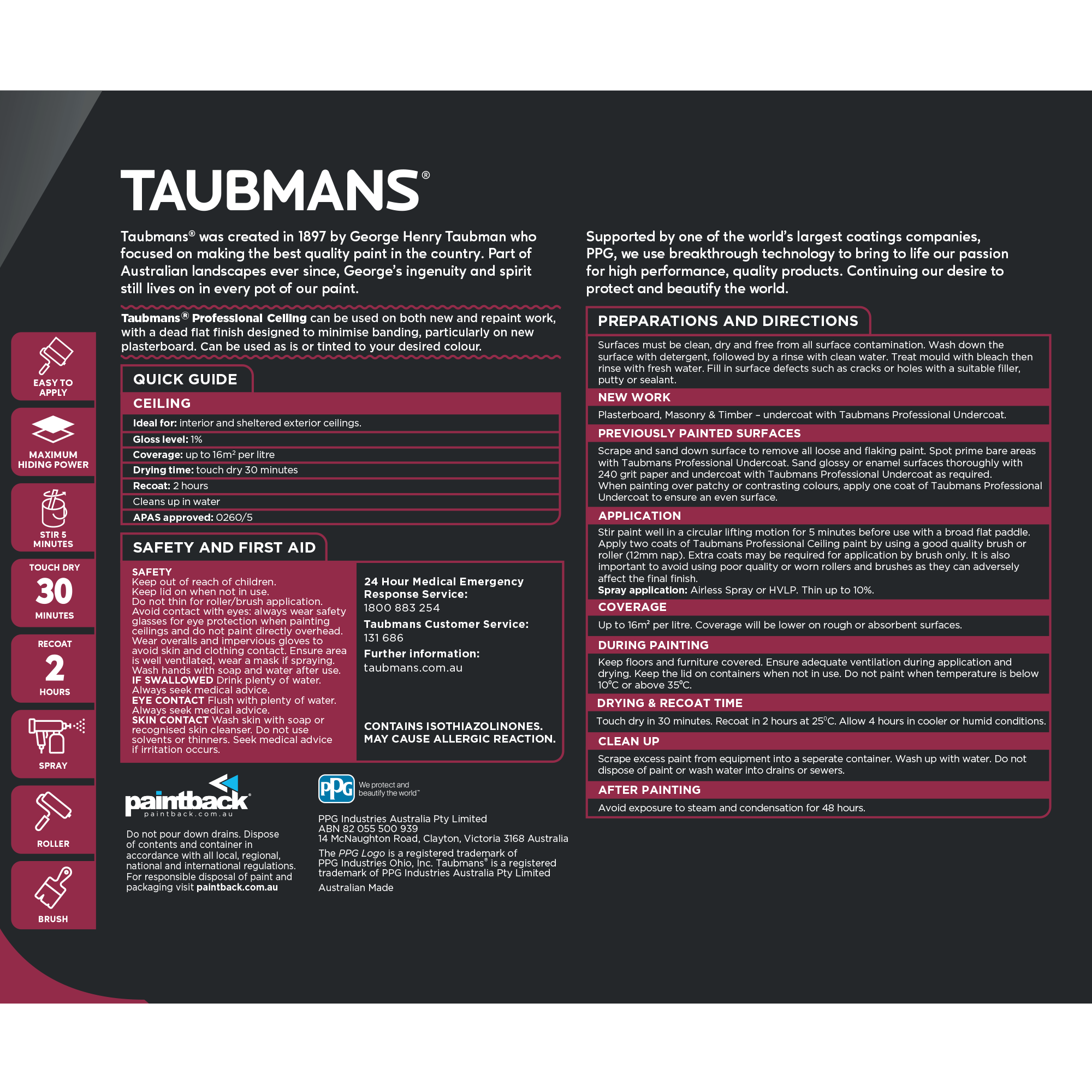 Taubmans Professional Ceiling Elusive White Taubmans Paint Products