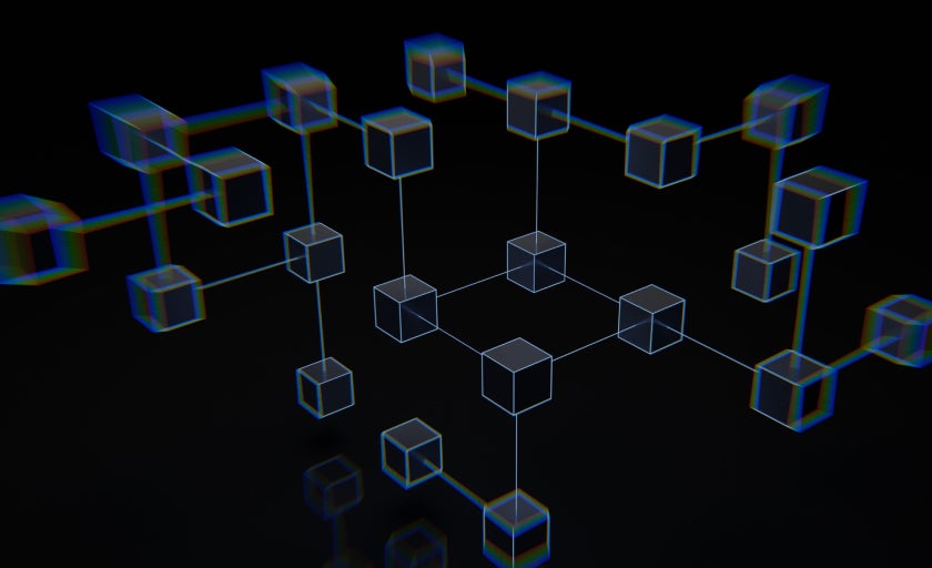 Drawing of connected blocks to illustrate blockchain 