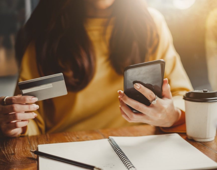 Woman making an online purchase