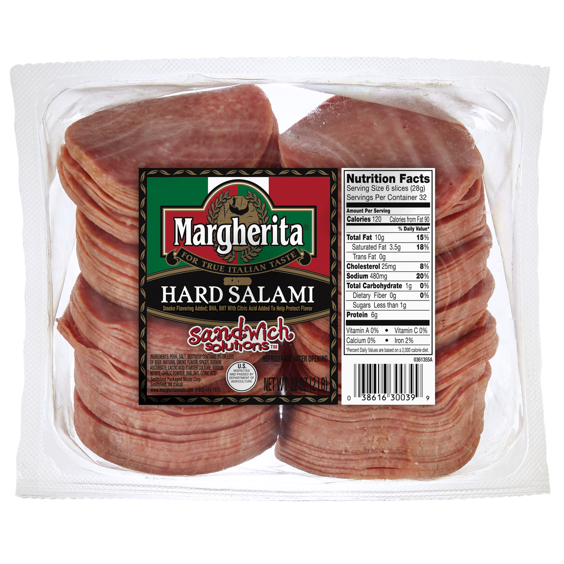 Sliced Hard Salami 32 Oz. Package