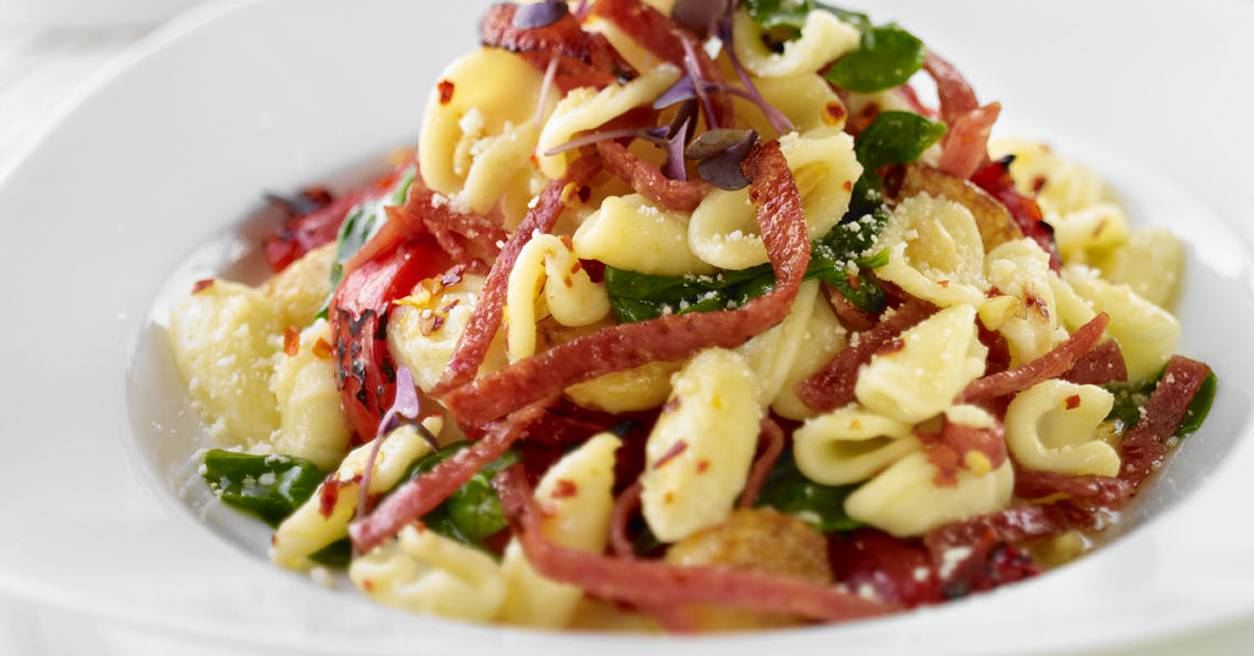 Orecchiette Pasta with Genoa Salami | Margherita Meats