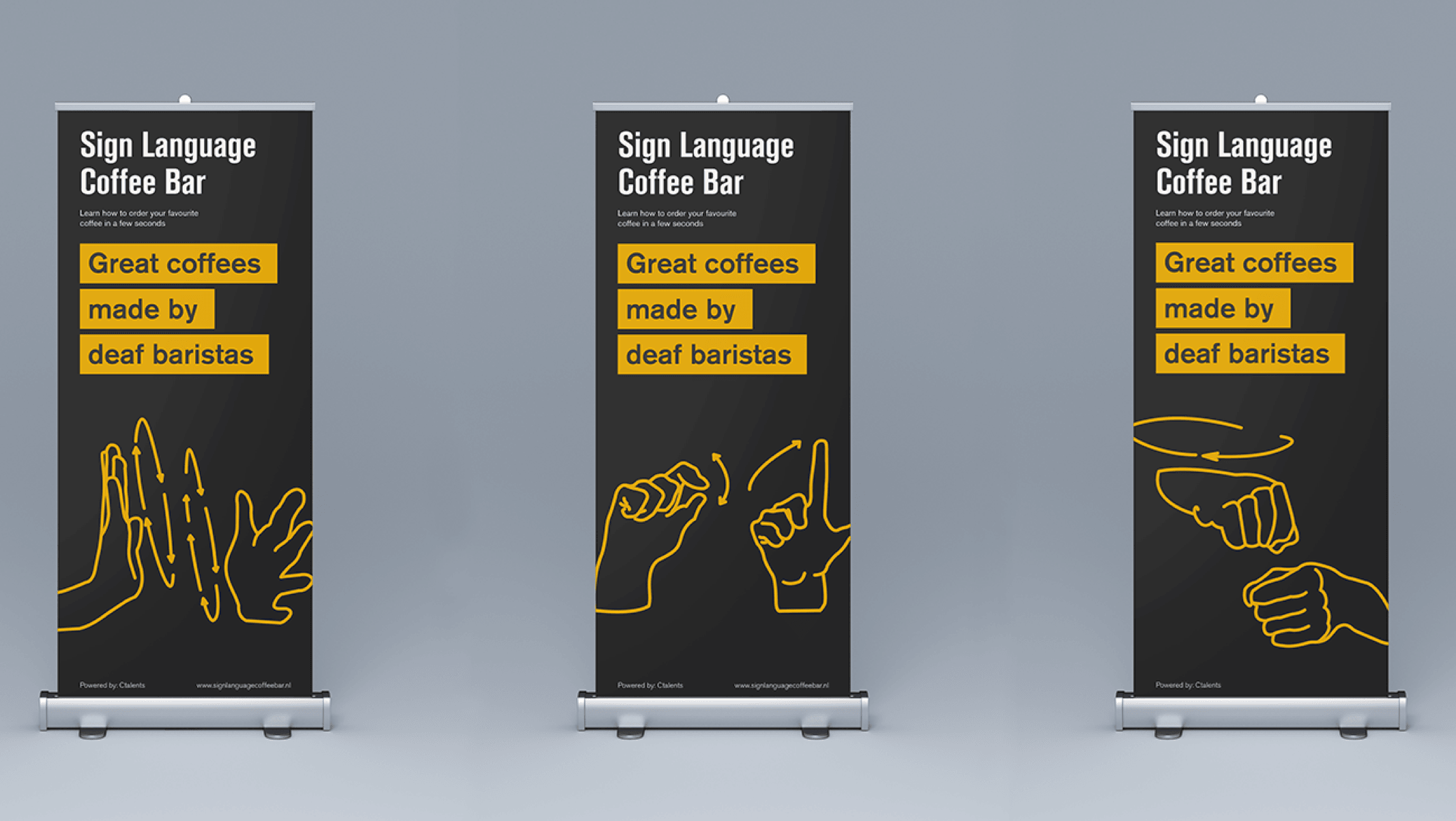 Sign Language Coffee Bar roll-up banner