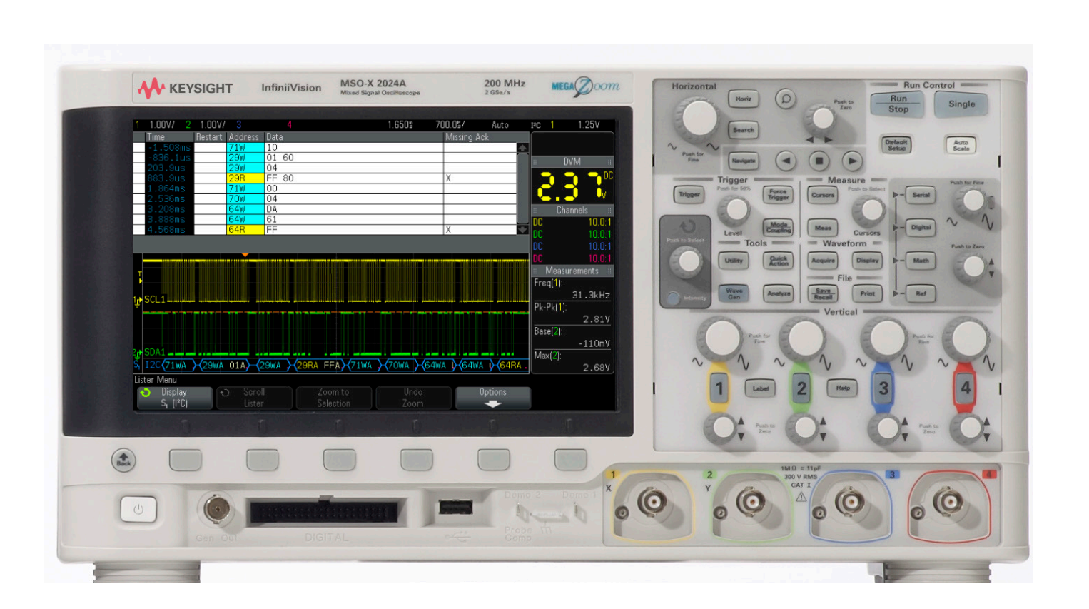 Keysight Technologies (formerly Agilent) MSOX2024A | 200 MHz, 4 Analog + 8  Digital Channels, Digital Storage Oscilloscope | Electro Rent - Rental, New  & Used Test Equipment