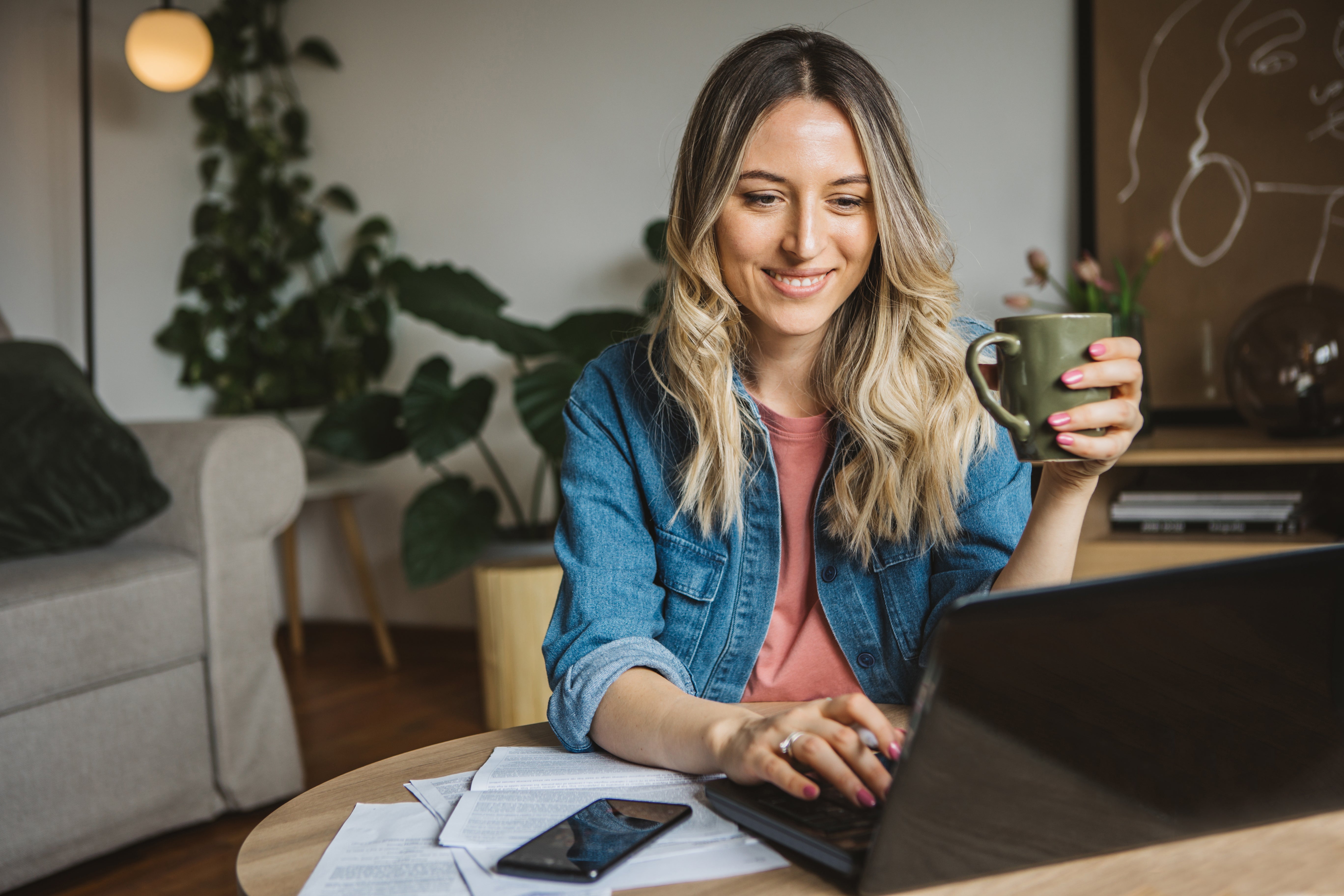 Woman looking at computer