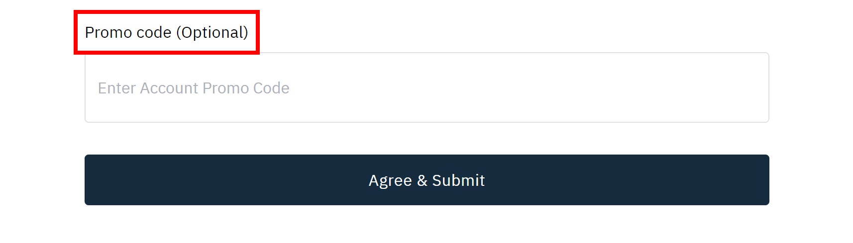 Enter the promo code before clicking Agree & Submit