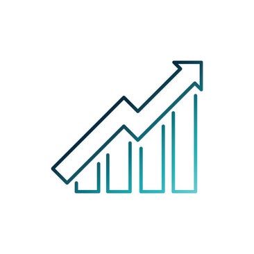 Bar chart with arrow in upward trend