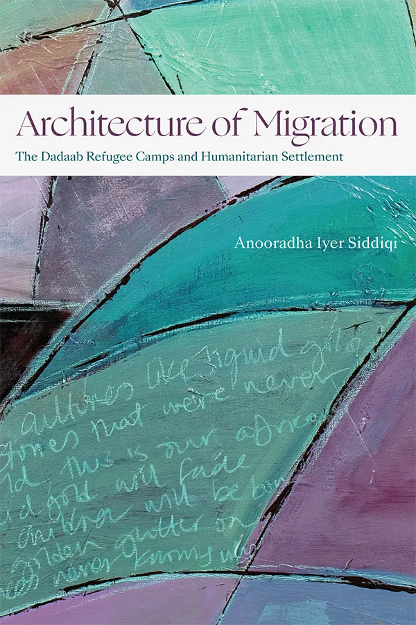 Cover features an abstract painting composed of blues, greens, and purples. The composition is vaguely geometric, with black lines outlining different colors in triangular and rectangular shapes. One shape has handwritten, cursive writing in white within it that extends beyond the edge of the cover.