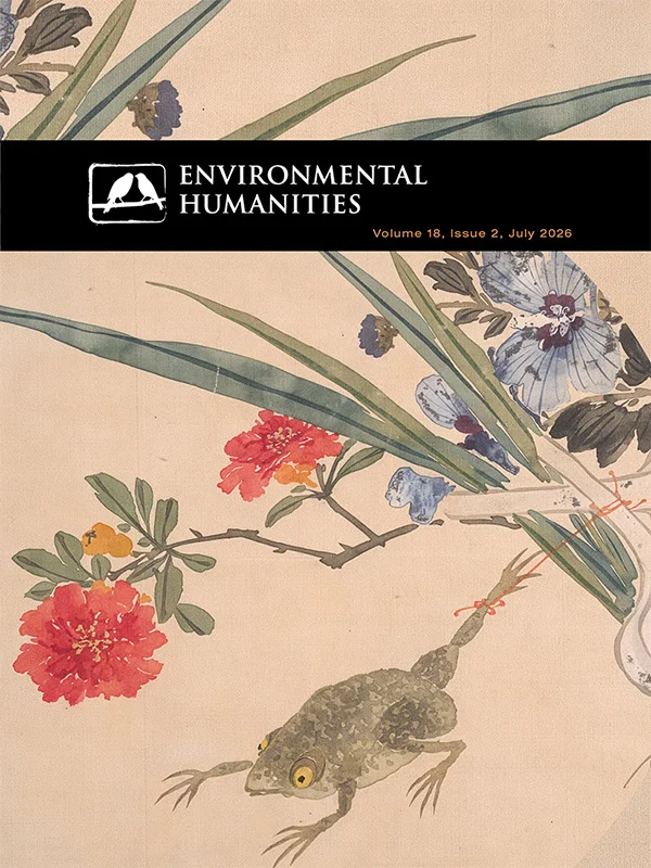 Journal cover featuring botanical illustration with flowers leaves and a toad on a soft beige background