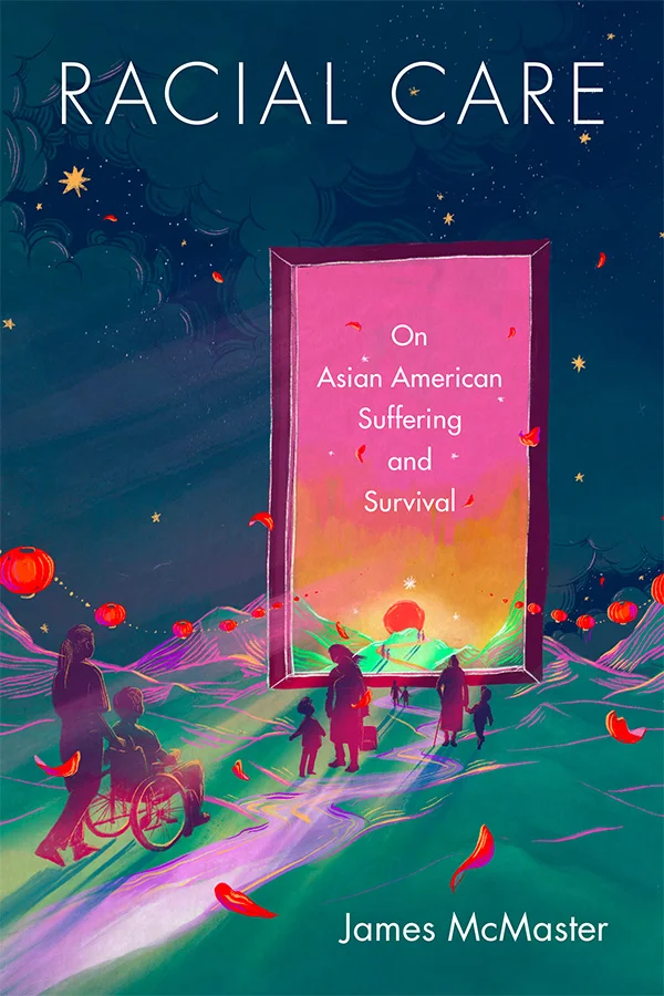 Cover of Racial Care features an illustration of a dark starry sky background featuring a large, glowing pink rectangular frame in the center.