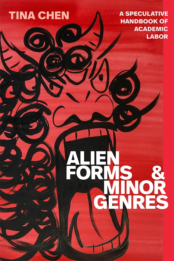 Cover of Alien Encounters features an illustration of cabbages and a woman pushing a shopping cart on a bright yellow background, with lime green and red strips.