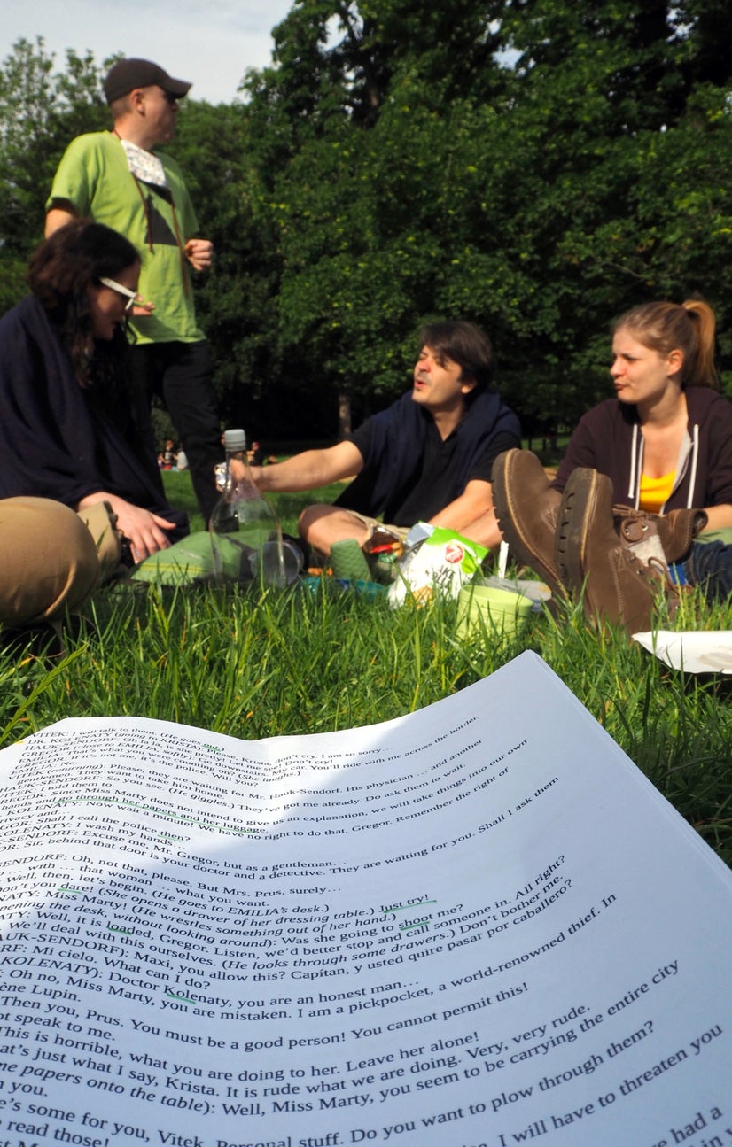 Taking advantage of the pandemic to rehearse outside.