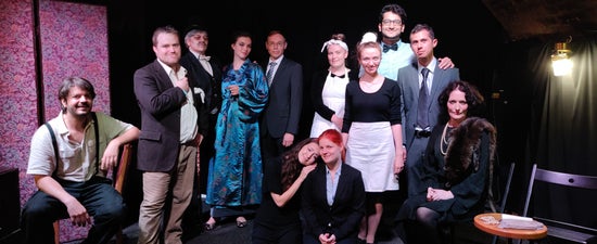 The whole cast in costume