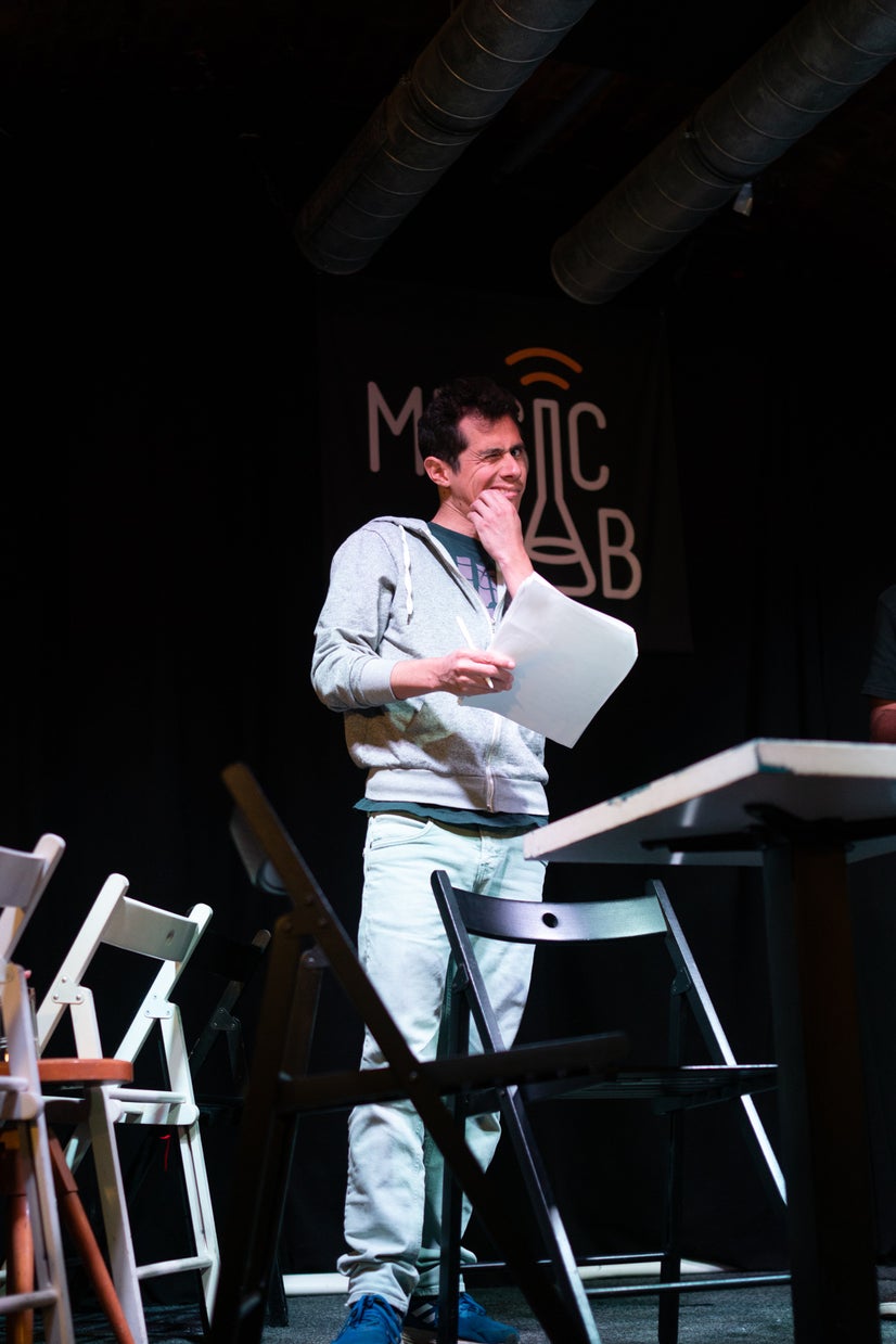 Broněk surveys the scene.