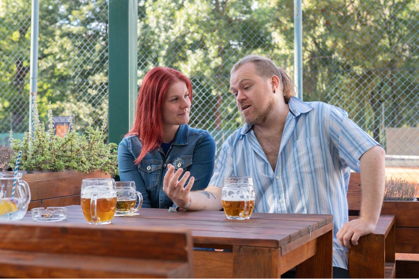 Jenda pontificates to Renata.