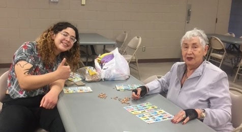 women playing bingo