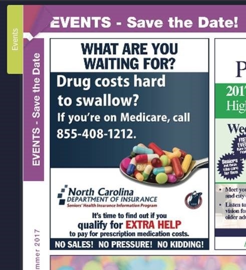 Magazine ad with phone number for free services of the NC SHIIP