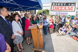 Districts 1 and 4 – Supervisors Hilda L Solis and Janice Hahn Sept. 5, 2017 – DACA press conference. Photo by Diandra Jay / Board of Supervisors