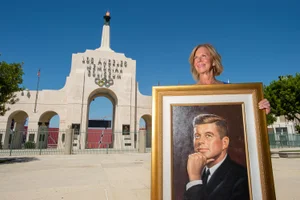 District 4 – Supervisor Janice Hahn July 15, 2020 – LA Memorial Coliseum flame lighting in honor of President John F. Kennedy. Photo by Bryan Chan / Board of Supervisors