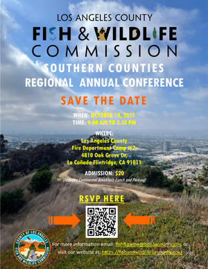 Save the date flyer for the Fish and Wildlife commission on October 10, 2025.