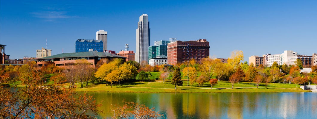  Downtown Omaha skyline with the Heartland of America Park