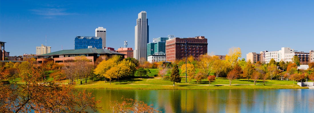 Downtown Omaha skyline with the Heartland of America Park