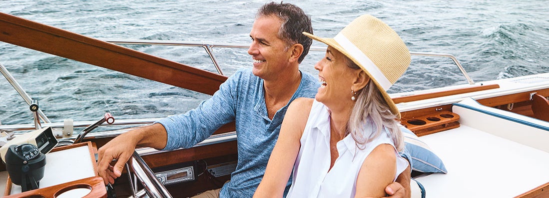 retired couple on a boat