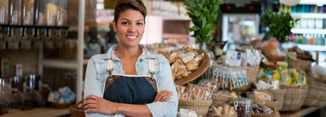 Female store business owner. Find La Vista, Nebraska Business Insurance.